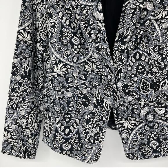 MNG Collection Paisley Navy White Print Blazer Size 10 Gardencore Fairycore - Picture 3 of 16